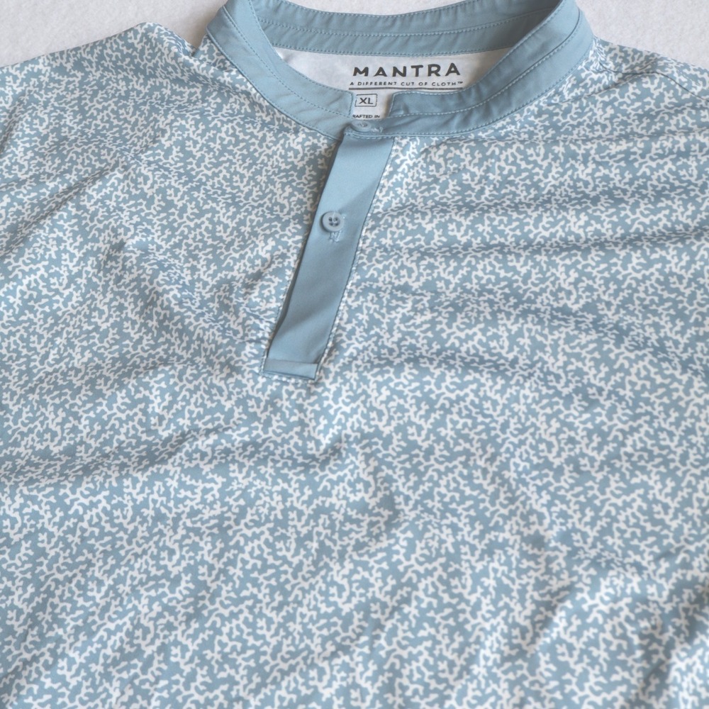 Mantra Catalyst Performance Polo Shirt Men XL Blue Geometric Blade Collar